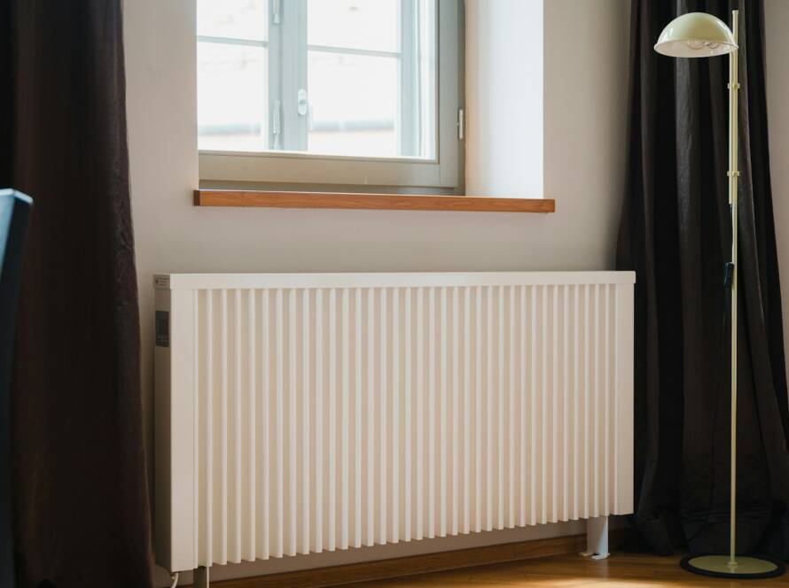 a white radiator in a room